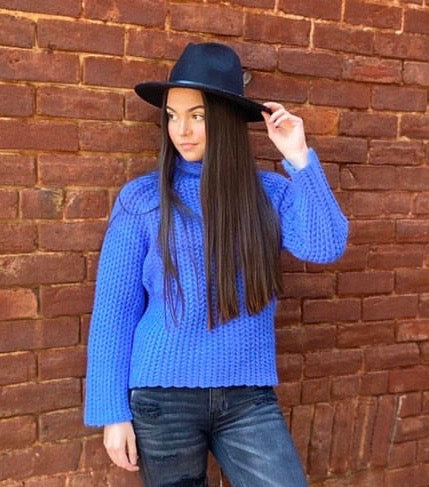 Riley Blue Sweater freeshipping - Belle Isabella Boutique