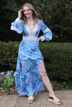 Load image into Gallery viewer, Cabo Floral Blue Maxi Dress
