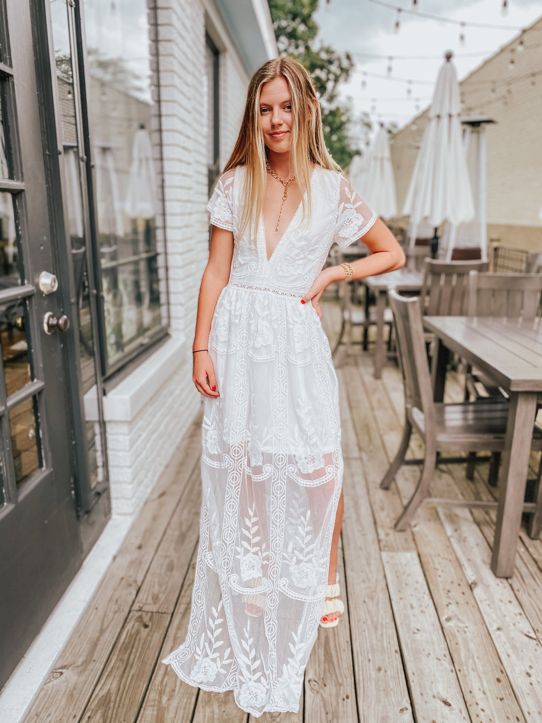 Aurelie White Maxi Dress