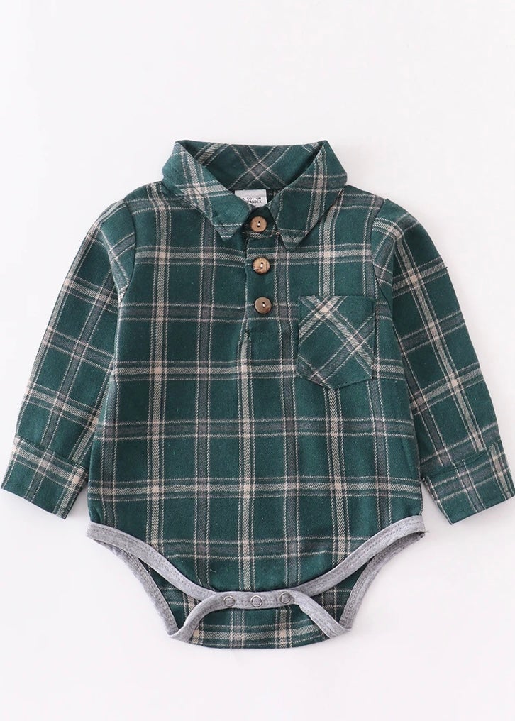 Bassel Plaid Baby Boy Onesie