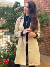 Load image into Gallery viewer, Iffat Leopard Cuff Beige Trench Coat freeshipping - Belle Isabella Boutique
