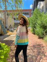 Load image into Gallery viewer, Bright and Happy Color block Knit Sweater freeshipping - Belle Isabella Boutique
