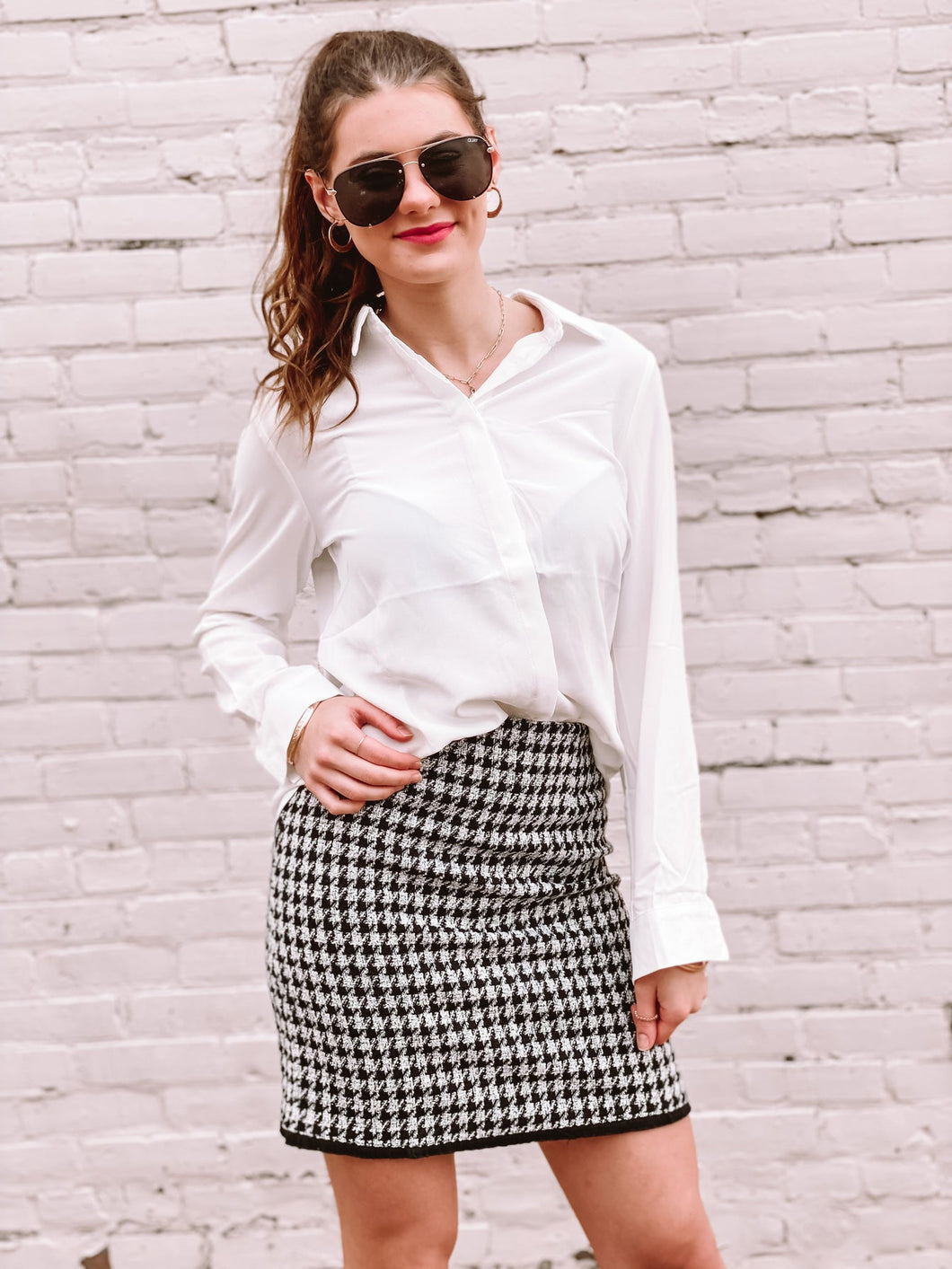 Amelie Houndstooth Skirt