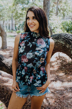 Load image into Gallery viewer, Let Your Dreams Blossom Black Floral Top
