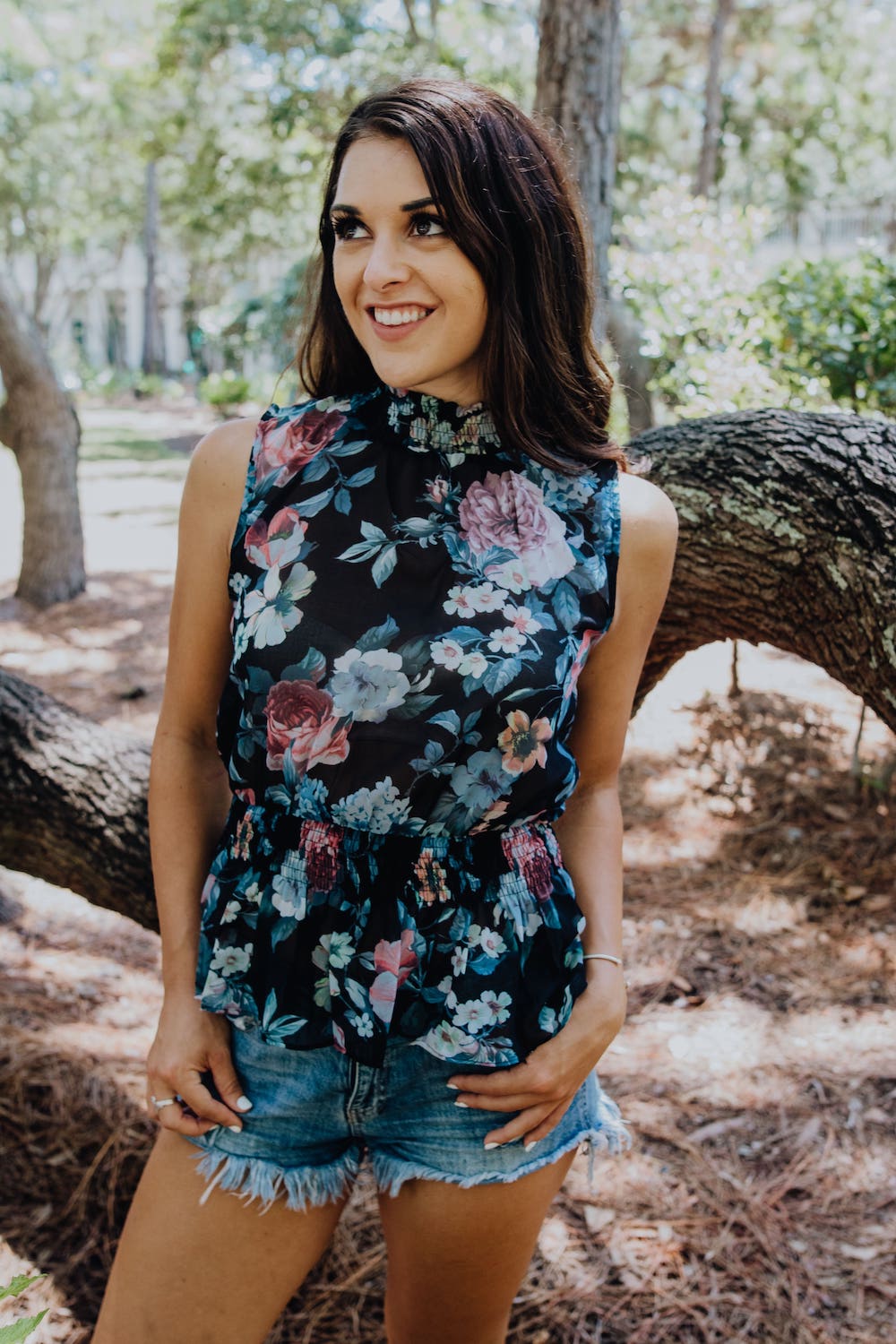 Let Your Dreams Blossom Black Floral Top