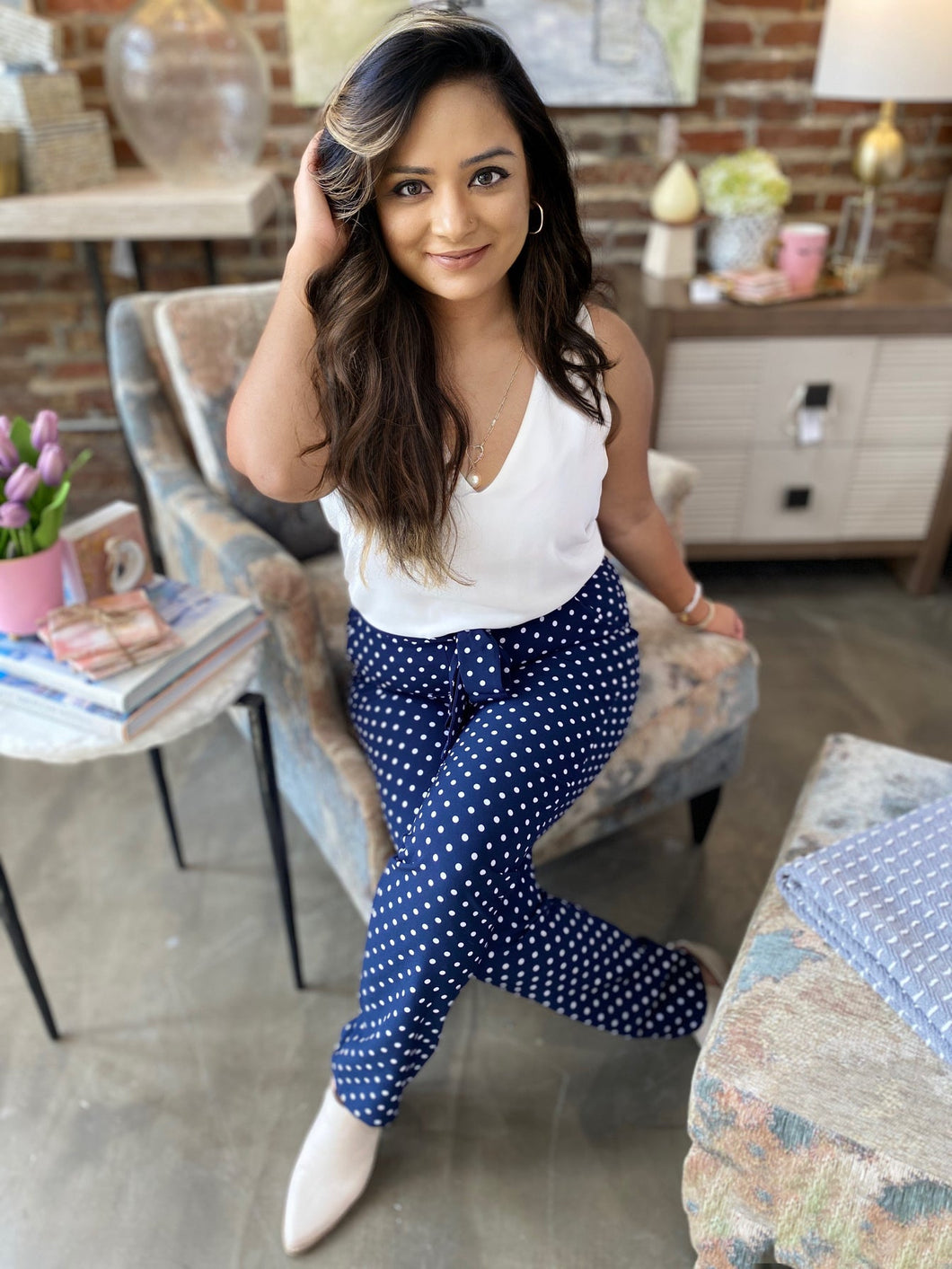 Miranda Navy Polka Dot Pants