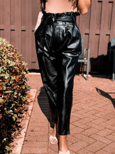 Load image into Gallery viewer, Olivia Black faux Leather Paperbag Pants
