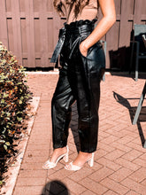 Load image into Gallery viewer, Olivia Black faux Leather Paperbag Pants
