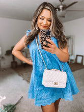 Load image into Gallery viewer, Self Love Blue Eyelet Romper Dress
