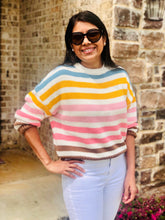 Load image into Gallery viewer, Lorelai Multi Striped Cropped Sweater freeshipping - Belle Isabella Boutique
