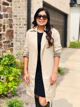 Load image into Gallery viewer, Iffat Leopard Cuff Beige Trench Coat freeshipping - Belle Isabella Boutique
