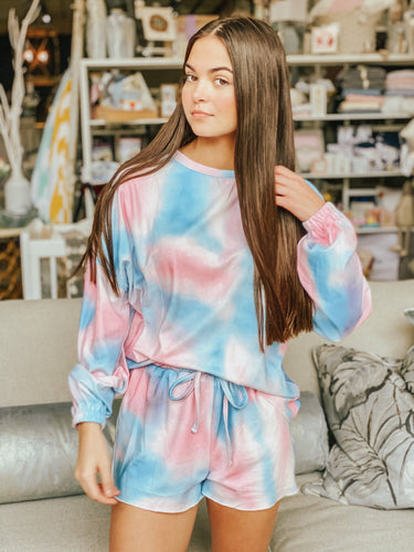 Pretty Hydrangea Tie Dye Loungewear Top freeshipping - Belle Isabella Boutique