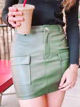 Load image into Gallery viewer, Head Over Heels Green Faux Leather Mini Skirt freeshipping - Belle Isabella Boutique
