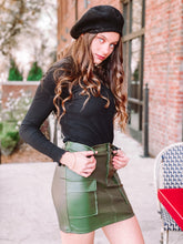 Load image into Gallery viewer, Head Over Heels Green Faux Leather Mini Skirt freeshipping - Belle Isabella Boutique
