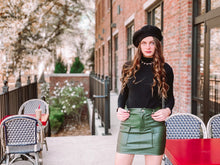 Load image into Gallery viewer, Head Over Heels Green Faux Leather Mini Skirt freeshipping - Belle Isabella Boutique
