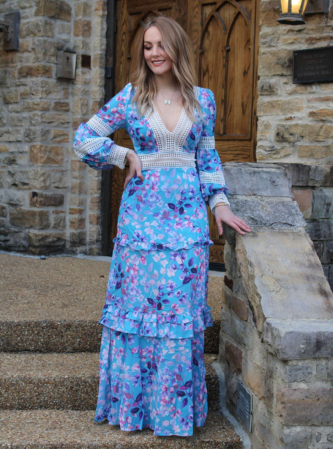 Cabo Floral Blue Maxi Dress