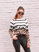 Load image into Gallery viewer, Leopard and Striped Sweater freeshipping - Belle Isabella Boutique
