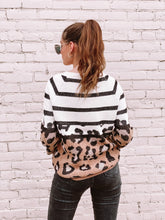 Load image into Gallery viewer, Leopard and Striped Sweater freeshipping - Belle Isabella Boutique
