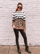 Load image into Gallery viewer, Leopard and Striped Sweater freeshipping - Belle Isabella Boutique
