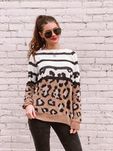 Load image into Gallery viewer, Leopard and Striped Sweater freeshipping - Belle Isabella Boutique
