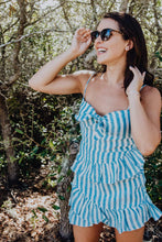 Load image into Gallery viewer, Seaside Cabana Linen Striped Bow-Tie Ruffled Dress freeshipping - Belle Isabella Boutique
