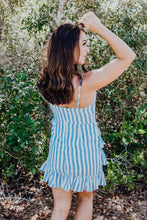 Load image into Gallery viewer, Seaside Cabana Linen Striped Bow-Tie Ruffled Dress freeshipping - Belle Isabella Boutique
