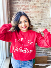 Load image into Gallery viewer, Coffee is My Valentine Cropped Sweatshirt freeshipping - Belle Isabella Boutique
