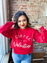 Load image into Gallery viewer, Coffee is My Valentine Cropped Sweatshirt freeshipping - Belle Isabella Boutique
