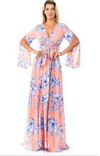 Load image into Gallery viewer, Pretty in Peach Floral print Maxi Dress
